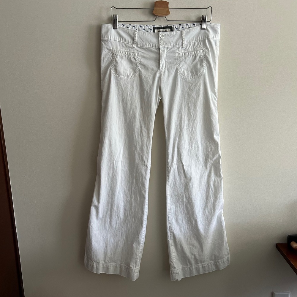 Vintage Abercrombie & Fitch Pants White 8 Wide Leg Stretch Cotton Mid Rise Chino
